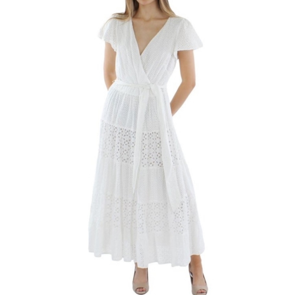 Lauren Ralph Lauren Eyelet White Ruffled Dress Size 0